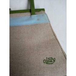 Vintage Oilily dames tas kleur beige groen blauwe applicatie
