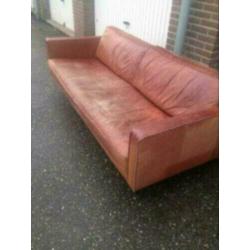 Cognac lederen Loods 5 bank 3,5 zits SLimm Outside