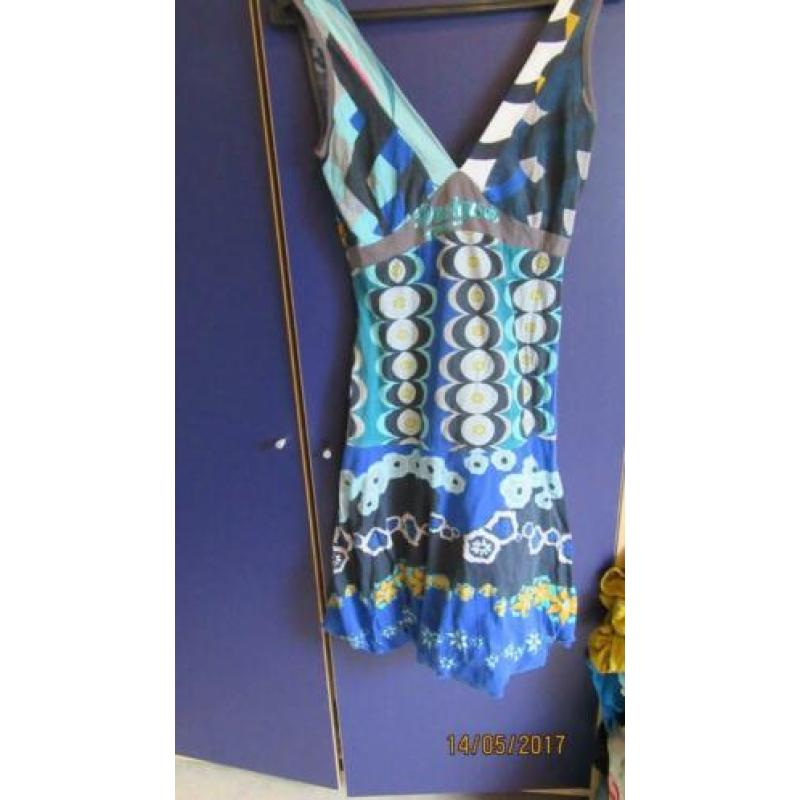 blauw Desigual jurk maat S zelden gedragen