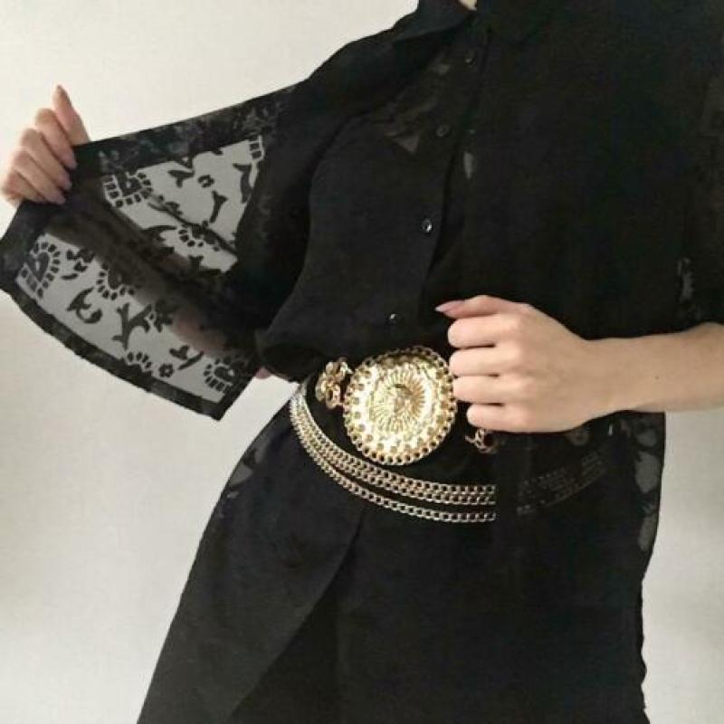 Vintage gelaagde blouse met print, 38/M. ZGAN! 80s, 90s