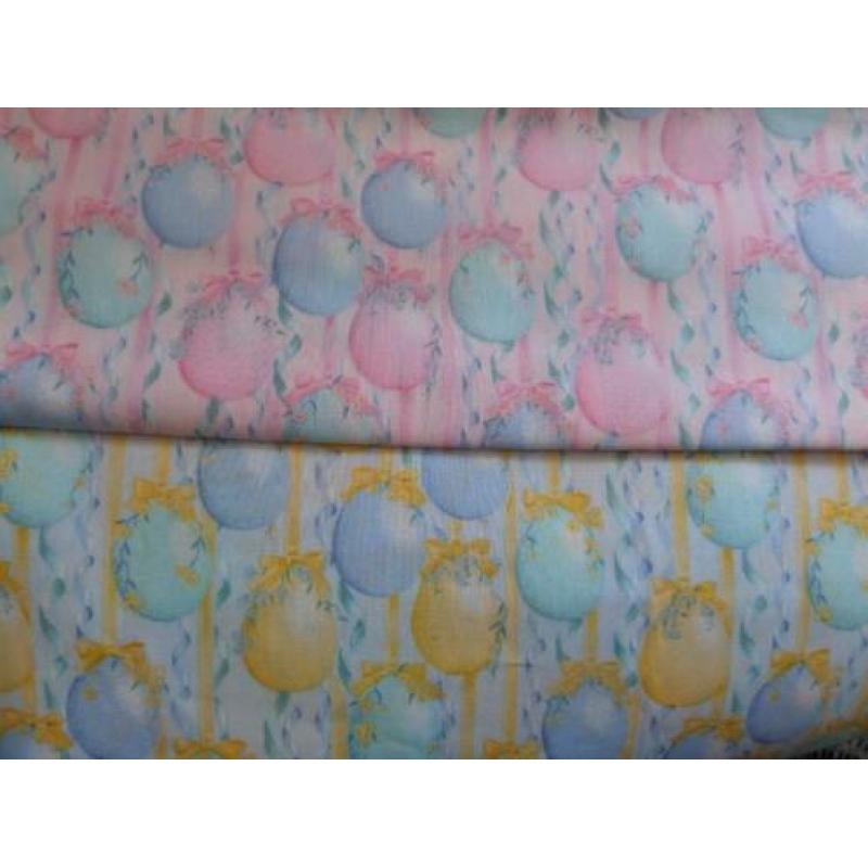 quilt stof paaseieren aan lint roze of geel 0,5 meter 2,25
