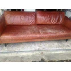Cognac lederen Loods 5 bank 3,5 zits SLimm Outside