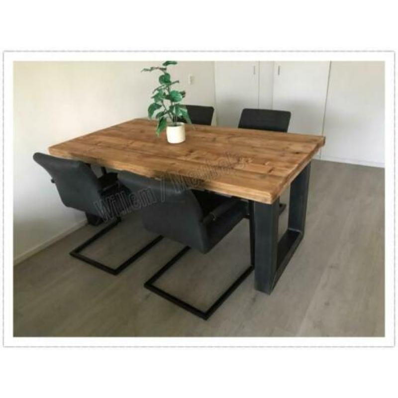 Industriële Eettafel Robuuste Tafel Stalen U X poten Bureau