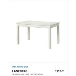Laneberg uitschuif tafel IKEA wit