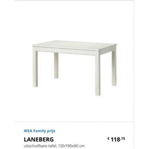 Laneberg uitschuif tafel IKEA wit