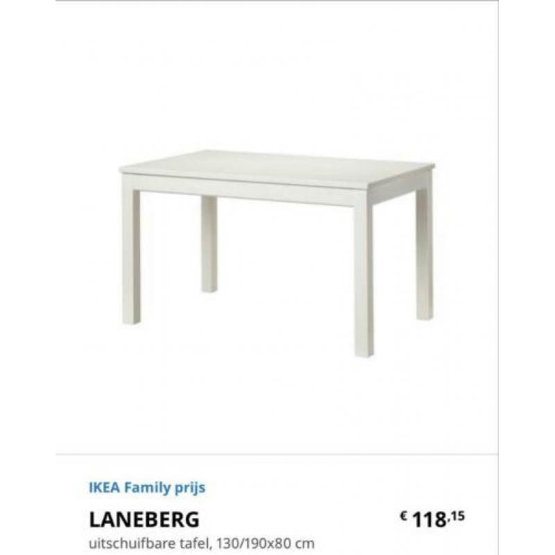 Laneberg uitschuif tafel IKEA wit