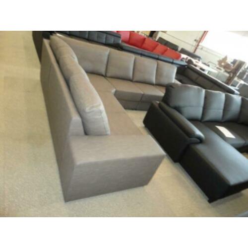 nr243 taupe leder ruime hoekbank
