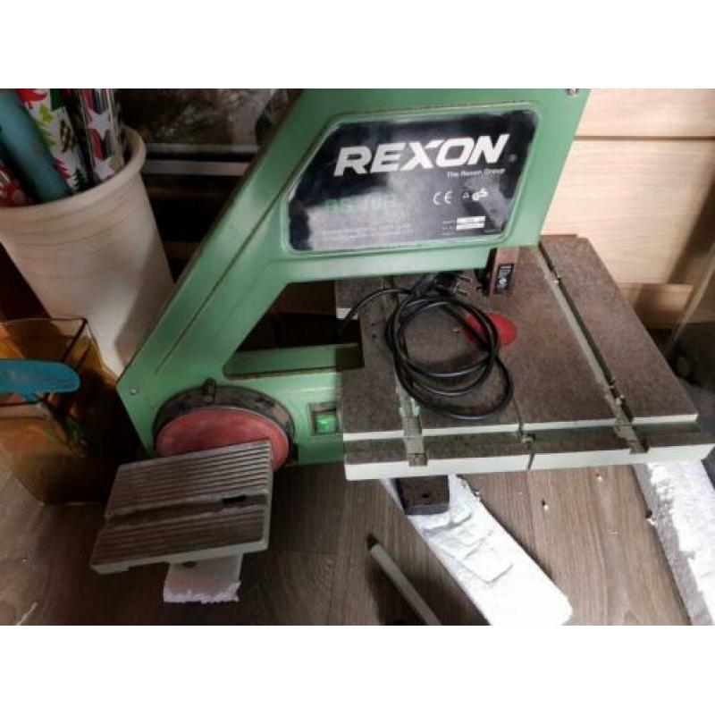 Rexon lintzaag machine met schuurschijf