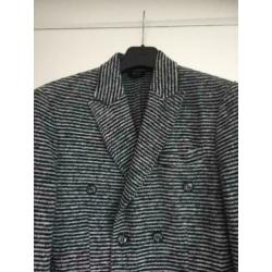 E27 Nieuw: wollen slimfit jasje Maat 48=M gestreept blazer