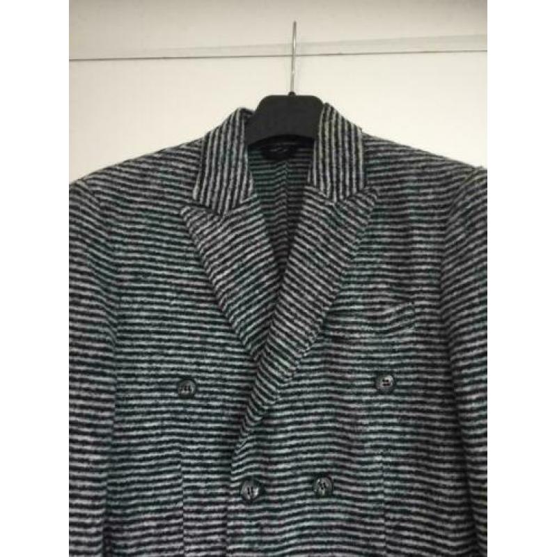 E27 Nieuw: wollen slimfit jasje Maat 48=M gestreept blazer