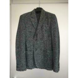 E27 Nieuw: wollen slimfit jasje Maat 48=M gestreept blazer