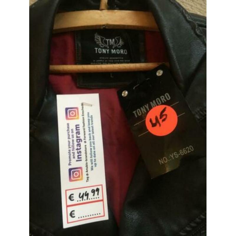 Leren jas zwart jacket leder lederen Tony Moro
