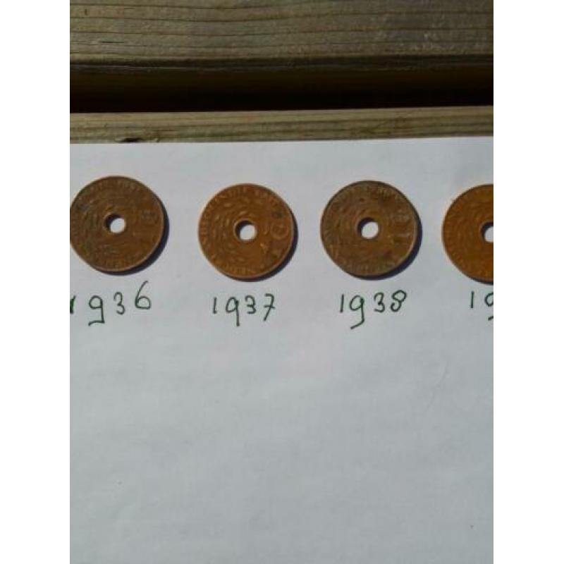 Cent Nederlands indie 1936 ,37,38,39,42,45