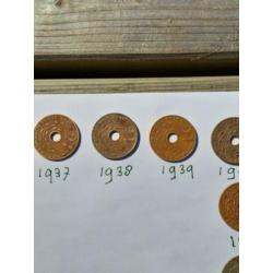 Cent Nederlands indie 1936 ,37,38,39,42,45