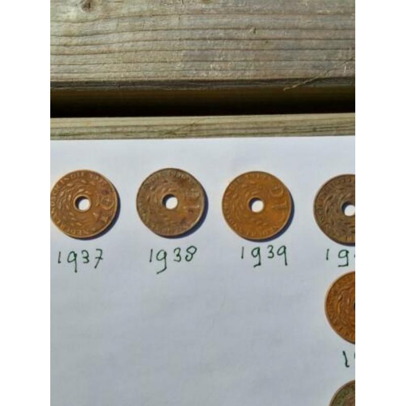 Cent Nederlands indie 1936 ,37,38,39,42,45