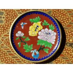 Mooi vintage Chinees cloisonne theeserviesje zesdelig.