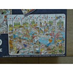 2 Jan van Haasteren puzzels in 1 doos met ovenwant