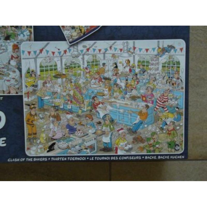 2 Jan van Haasteren puzzels in 1 doos met ovenwant