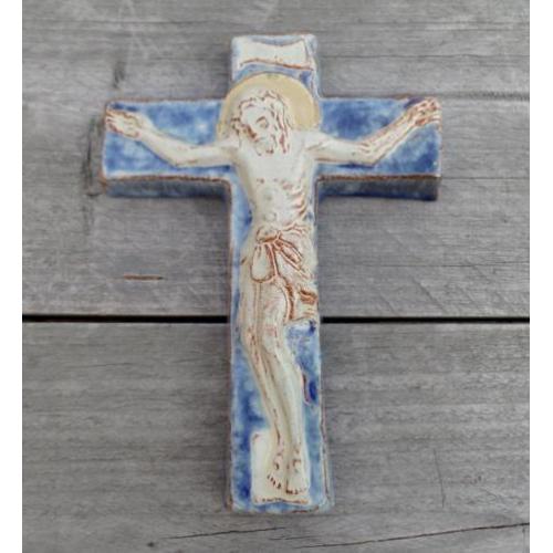 Van Rossum Utrecht glazuur aardewerk crucifix - kruisbeeld
