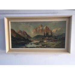 Schilderij schilder ? olieverf mediterraan voorstelling