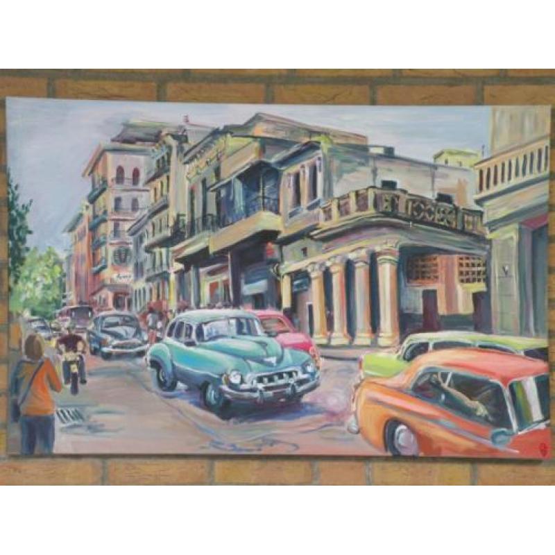 Schilderij van authentieke straatbeeld Havana in Cuba