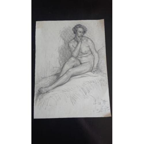 Potloodtekening Johan de Kruijf leermeester Anton Pieck