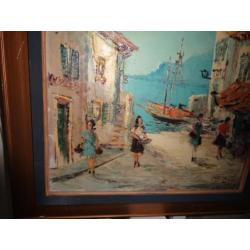 Mooie oude Schilderij met afbeelding van Mediterrane Straat