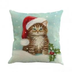 Kussenhoes kerst retro print winter kerstboom bos konijntjes