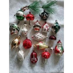 Antieke oude kerst figuurtjes kerstballen kerstversiering
