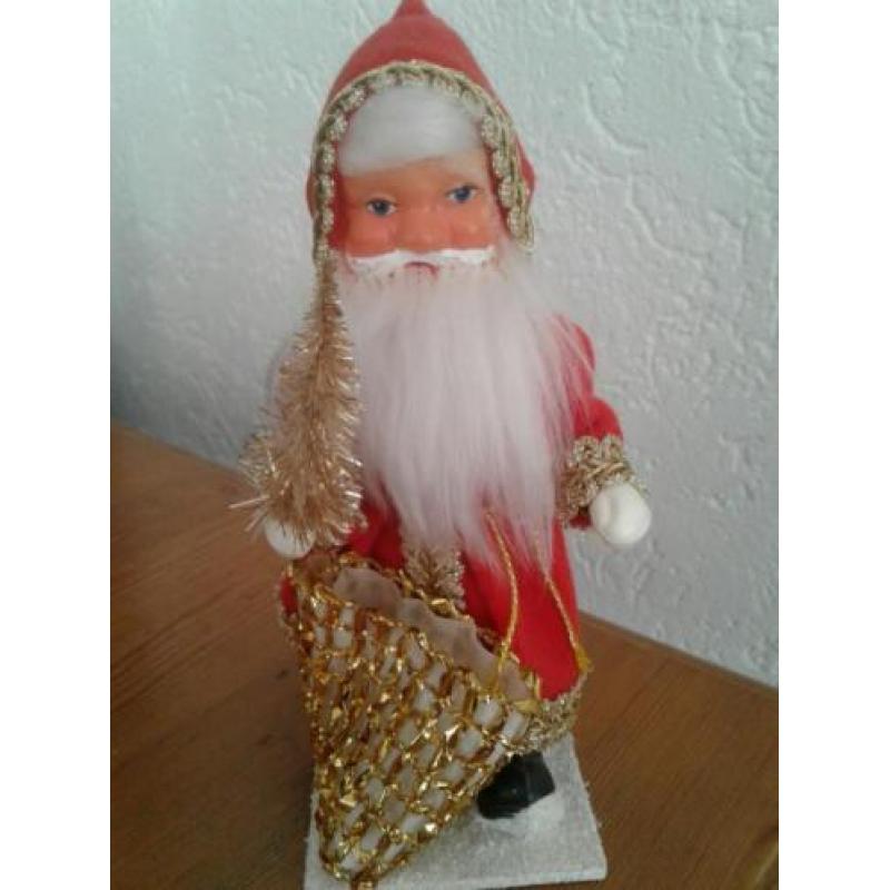 Vintage tinsel Kerstboompje en Kerstman