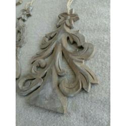 Set van drie houten opengewerkte kerstbomen PTMD NIEUW