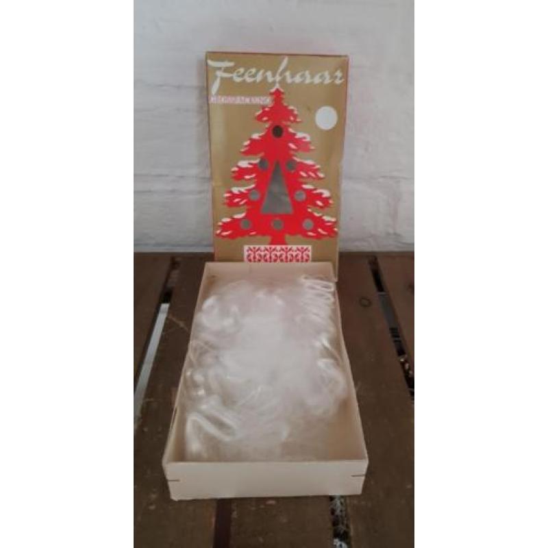Oude brocante grote doos feeën haar/engelenhaar/kerst