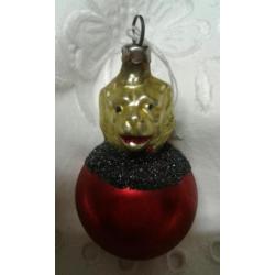Mooie oude kerstbal ,leeuwtje op bol
