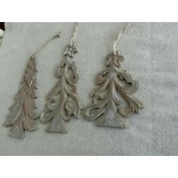 Set van drie houten opengewerkte kerstbomen PTMD NIEUW