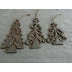 Set van drie houten opengewerkte kerstbomen PTMD NIEUW