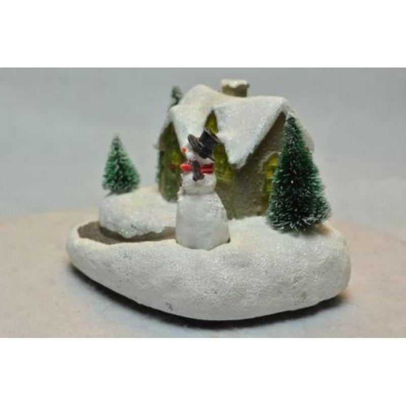 Kerstdorp Huisje met Sneeuwpop