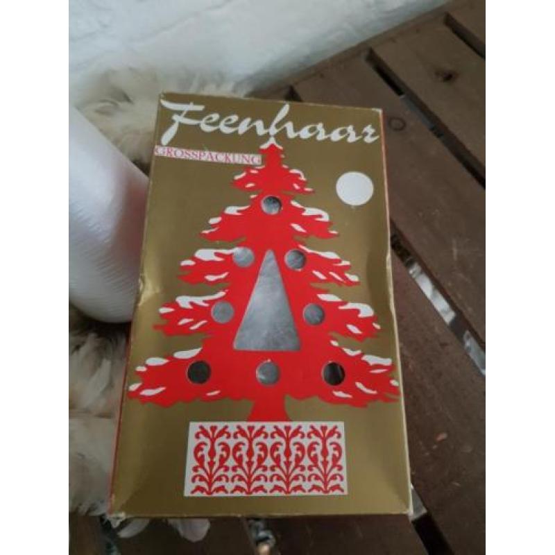 Oude brocante grote doos feeën haar/engelenhaar/kerst