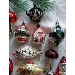 Antieke oude kerst figuurtjes kerstballen kerstversiering