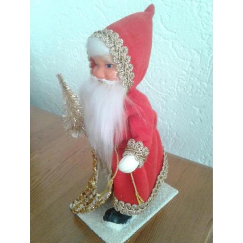 Vintage tinsel Kerstboompje en Kerstman