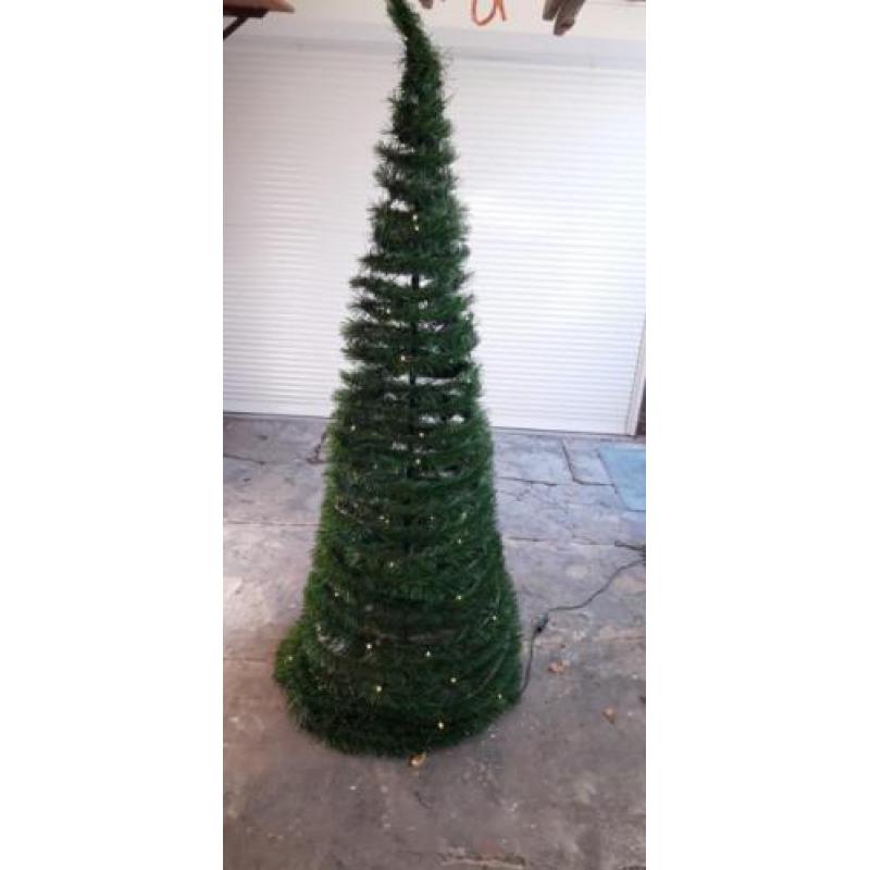 Kunst kerstboom 2mtr spiraal / harmonica met 100 LED lampjes