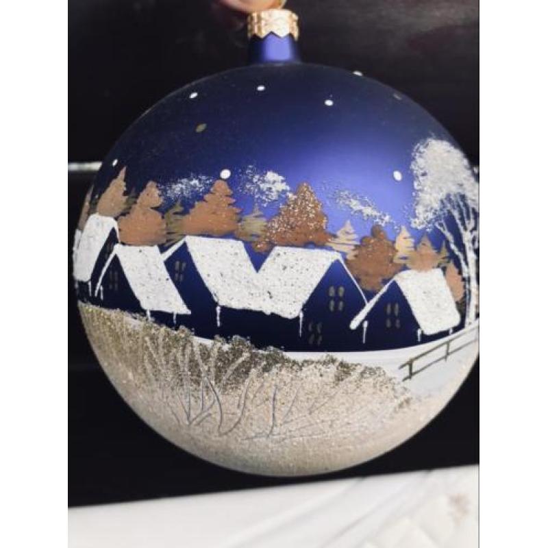 Kerstbal handbeschilderd ca 13 cm