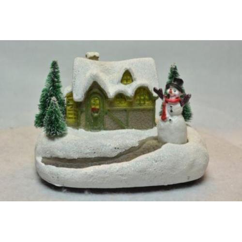 Kerstdorp Huisje met Sneeuwpop