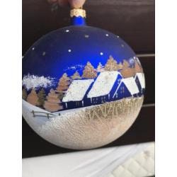 Kerstbal handbeschilderd ca 13 cm