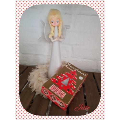 Oude brocante grote doos feeën haar/engelenhaar/kerst
