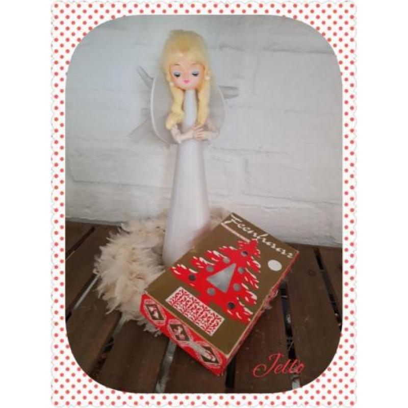 Oude brocante grote doos feeën haar/engelenhaar/kerst