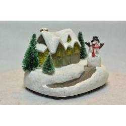 Kerstdorp Huisje met Sneeuwpop