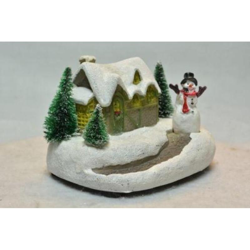 Kerstdorp Huisje met Sneeuwpop