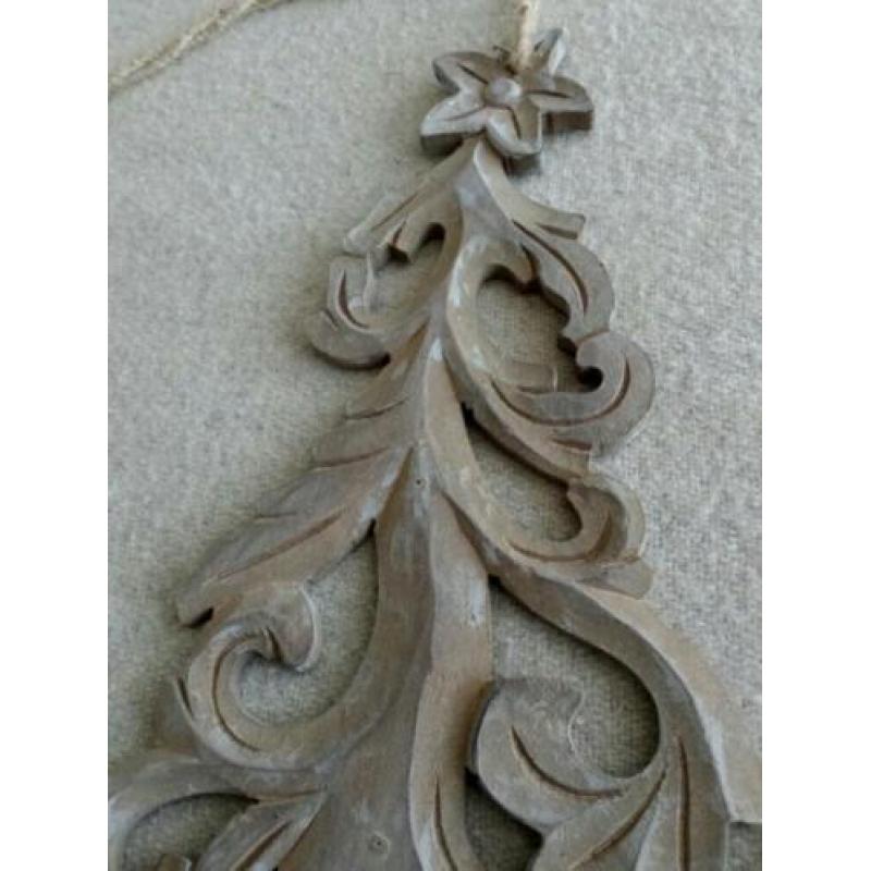 Set van drie houten opengewerkte kerstbomen PTMD NIEUW