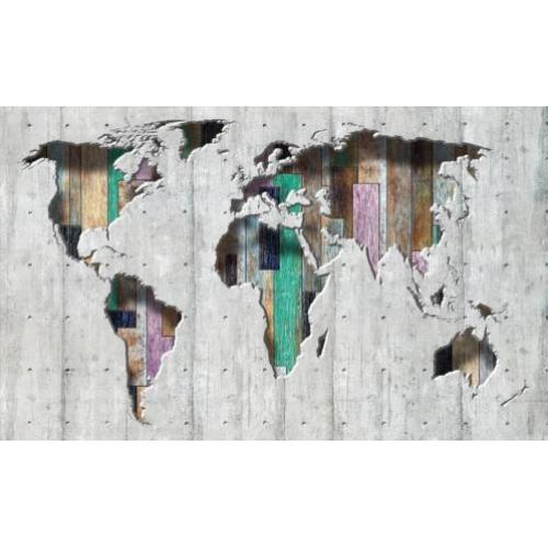 FOTOBEHANG WERELDKAART, 10% SALE!3 BANEN, 312 x 219 cm