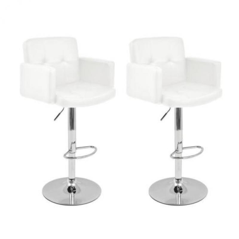 vidaXL Barkrukken design kunstleer wit 2 st